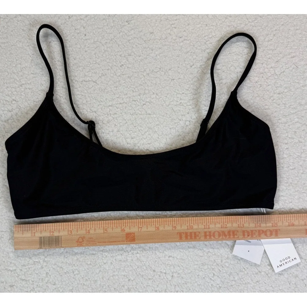 Good American Always Fits Scoop Bikini Top Black GSW0647 Size 4 NWT